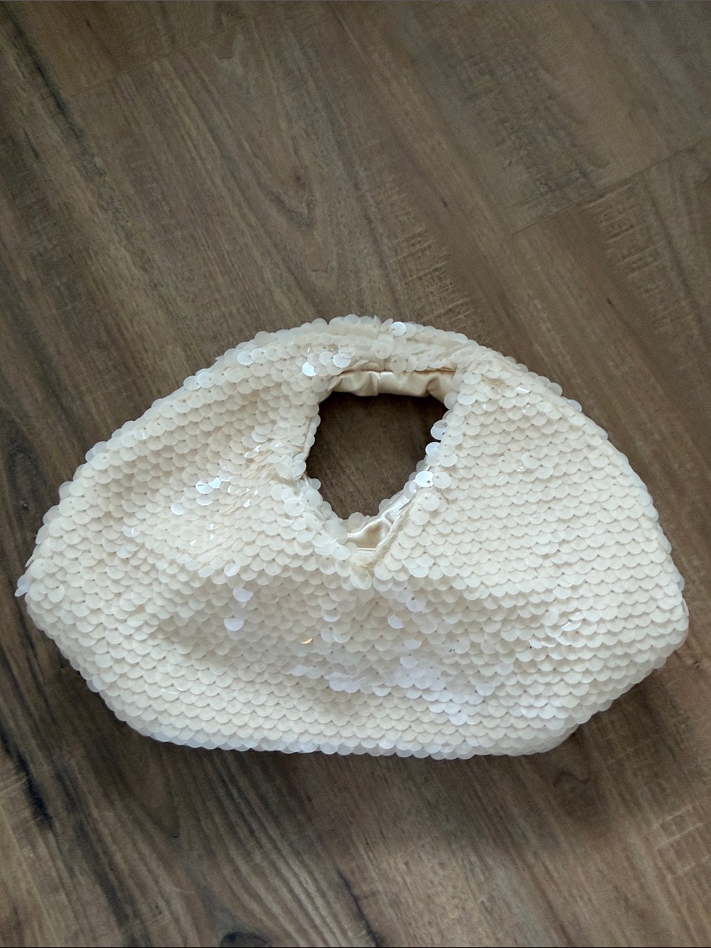 Dolce Vita Cream Sequin Handle Clutch